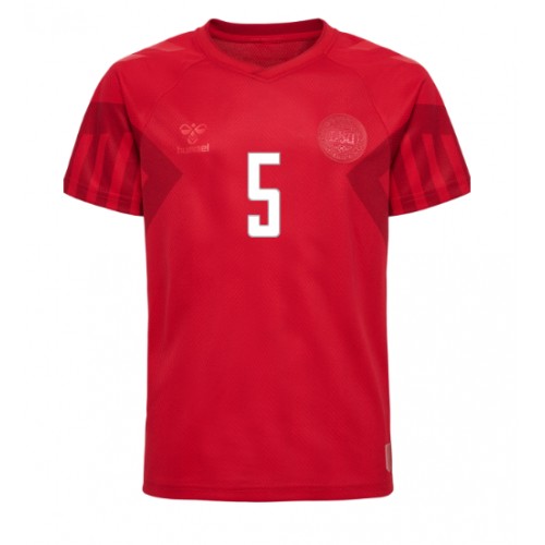 Danmark Joakim Maehle #5 Hjemmedrakt VM 2022 Kortermet Danmark Joakim Maehle #5 Hjemmedrakt VM 2022 Kortermet